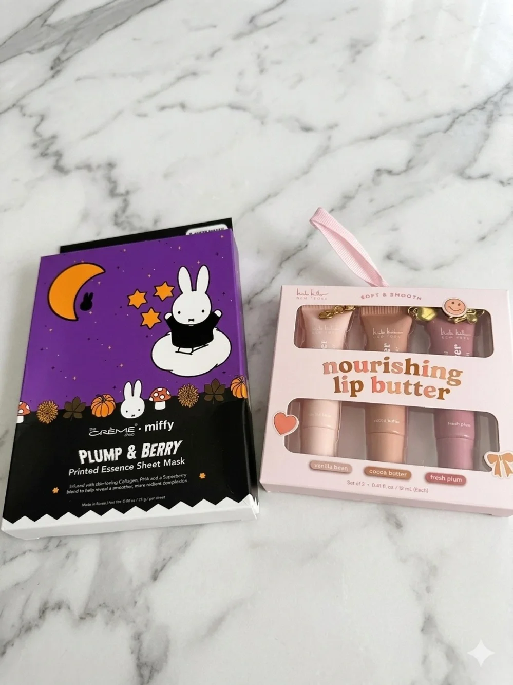 The Crème shop 5 sheet masks and 3 nourishing lip butters by Nicole Miller